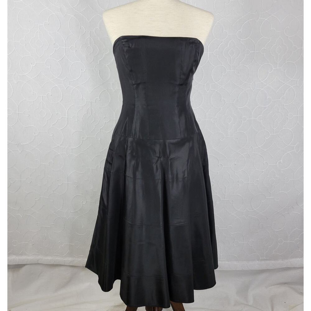 Bill Levkoff Womens Strapless Dress 4 Black A line LBD Bridesmaid Formal